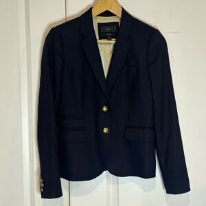 J. Crew Navy Blue Wool Schoolboy Gold Button Blazer 0